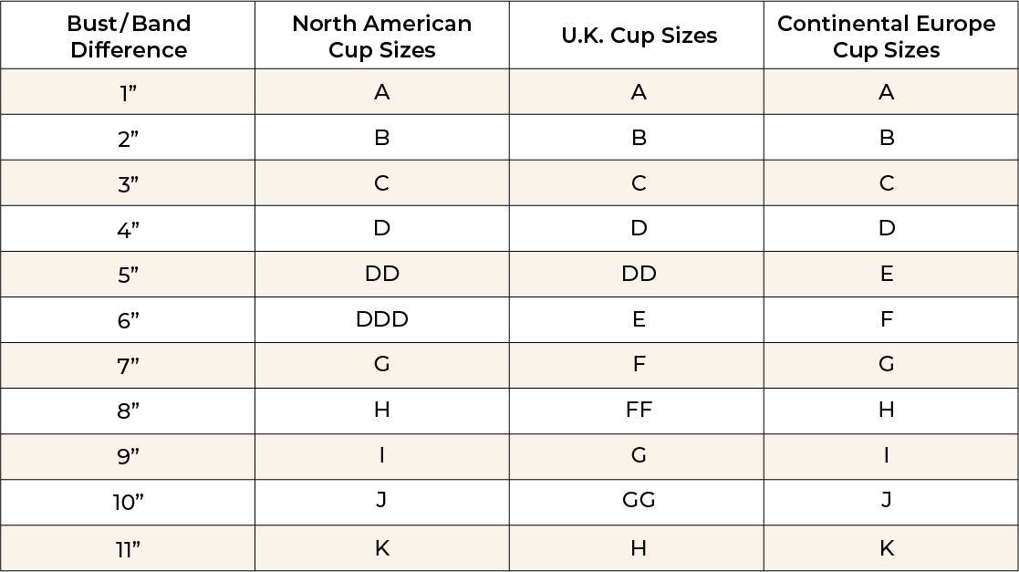 Bra Cup Sizes Explained: A Comprehensive Guide - Understance
