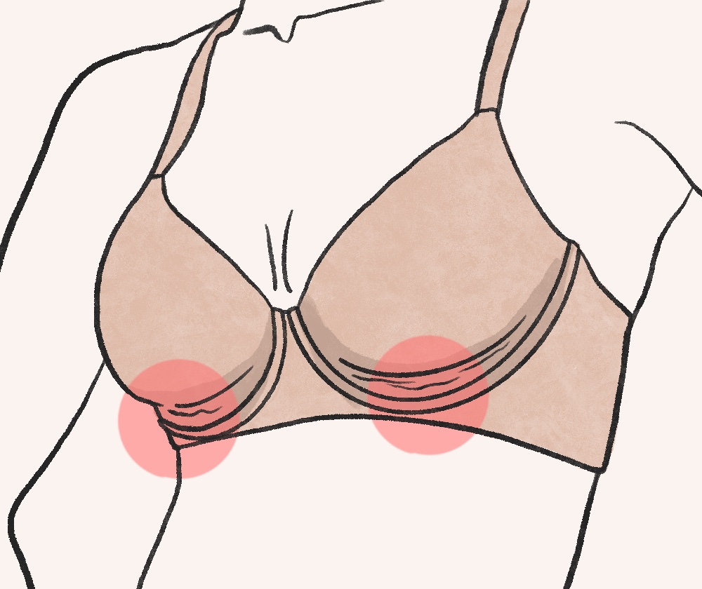 Bra cup gaps/wrinkles above the wire